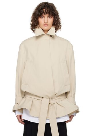 Beige Wide Fit Short Trench Coat