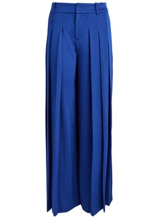 Simon Pleated Wide-Leg Satin Trousers