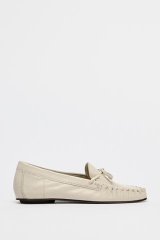 ZARA, Gathered Soft Leather Loafers