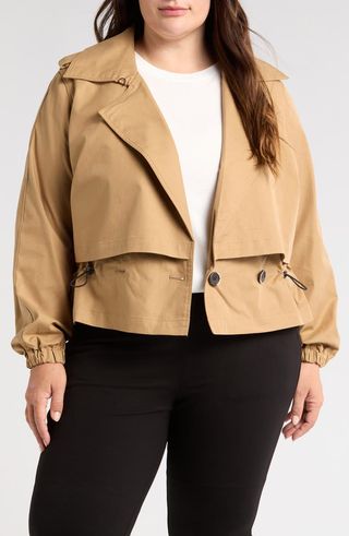 Leonard Water Repellent Double Breasted Crop Trench Jacket