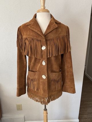 Vintage Suede Fringe Jacket Womens Size Small