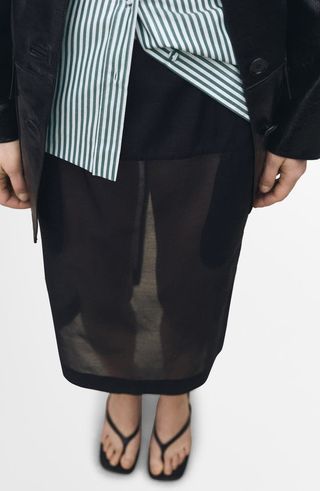 Semisheer Cotton & Silk Midi Skirt