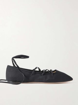 Louisa Lace-Up Faille Ballet Flats