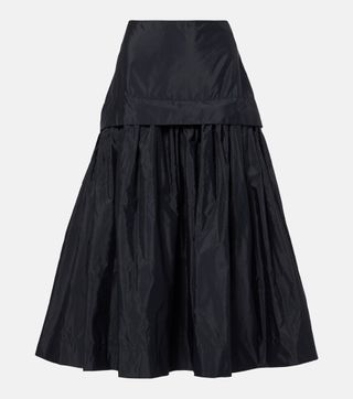 Gathered Taffeta Maxi Skirt