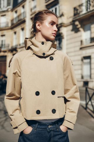 Short Hooded Trench Coat