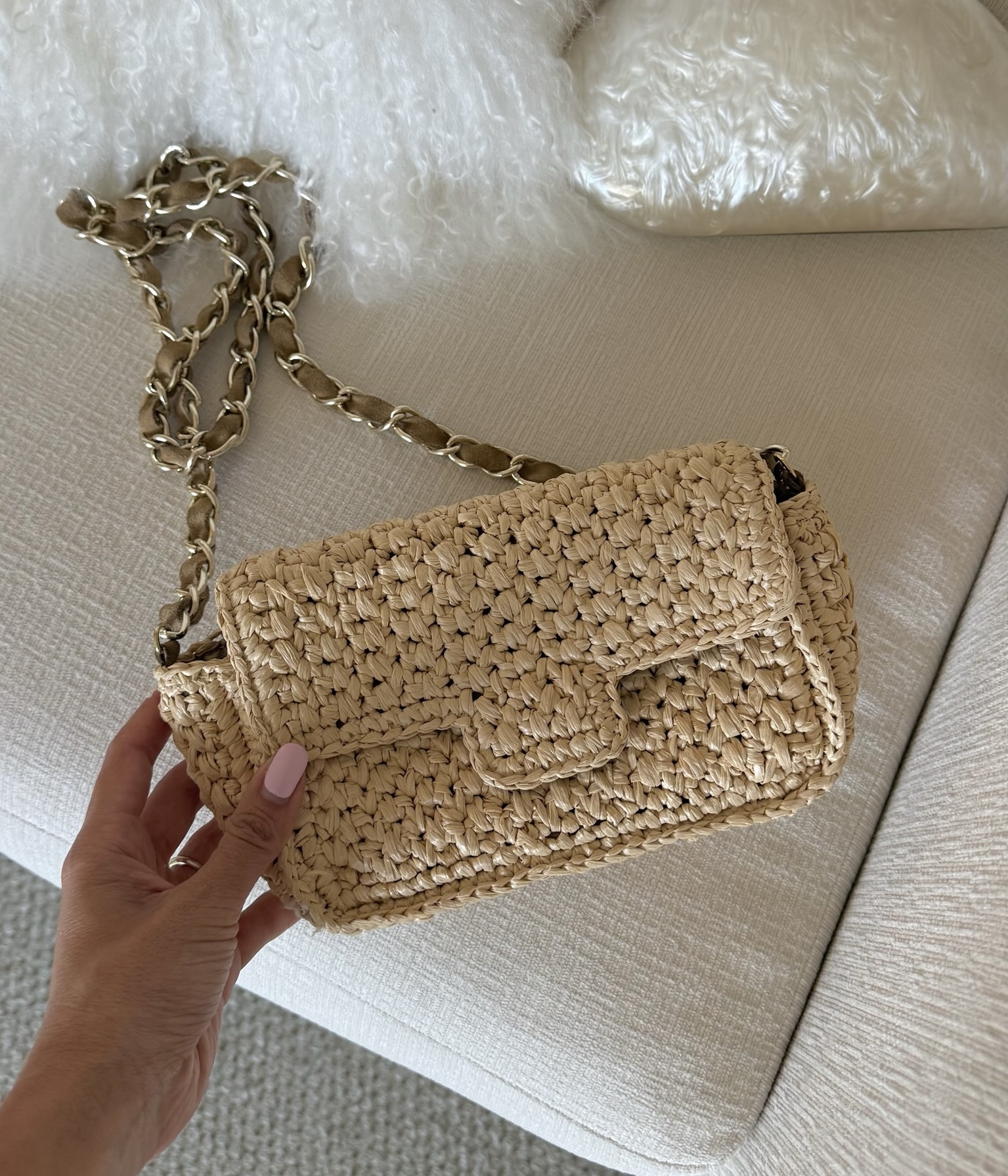 Christine Andrew's favorite purse for beach vacations 