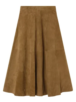 Suede A-Line Midi-Skirt